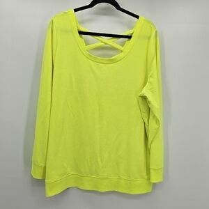 Torrid active neon yellow lace up back long sleeve active tee women's size 3x
